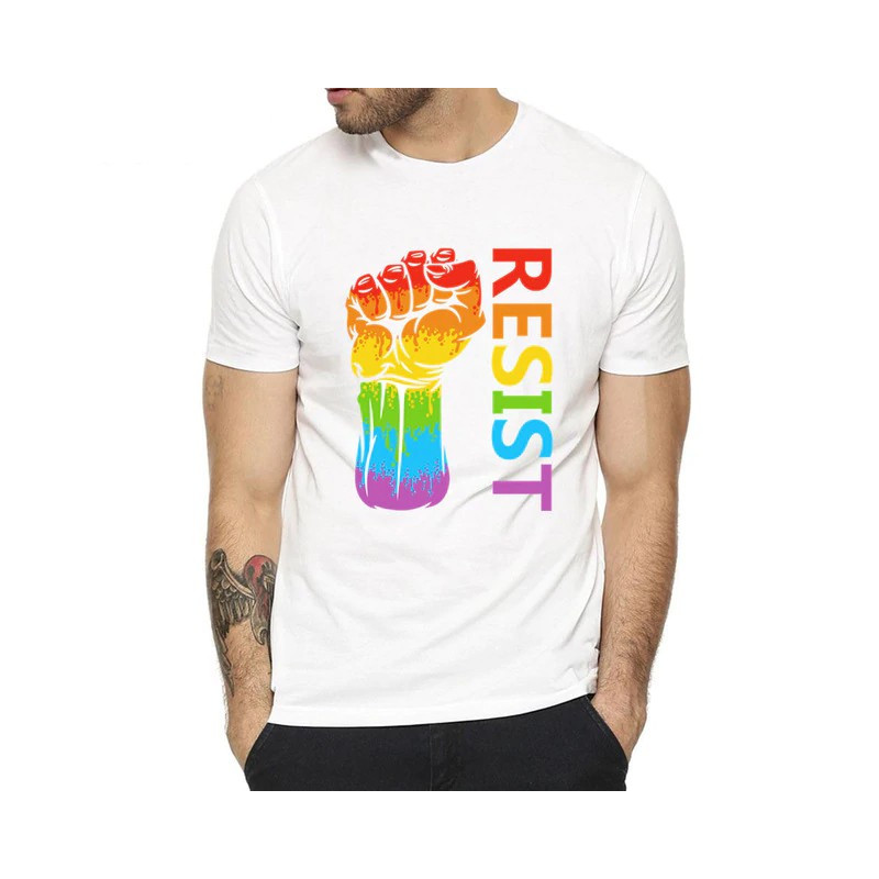Generique T-shirt Resist Rainbow Blanc